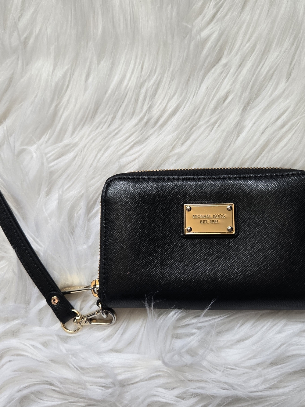 Michael Kors Black Leather Wristlet Wallet